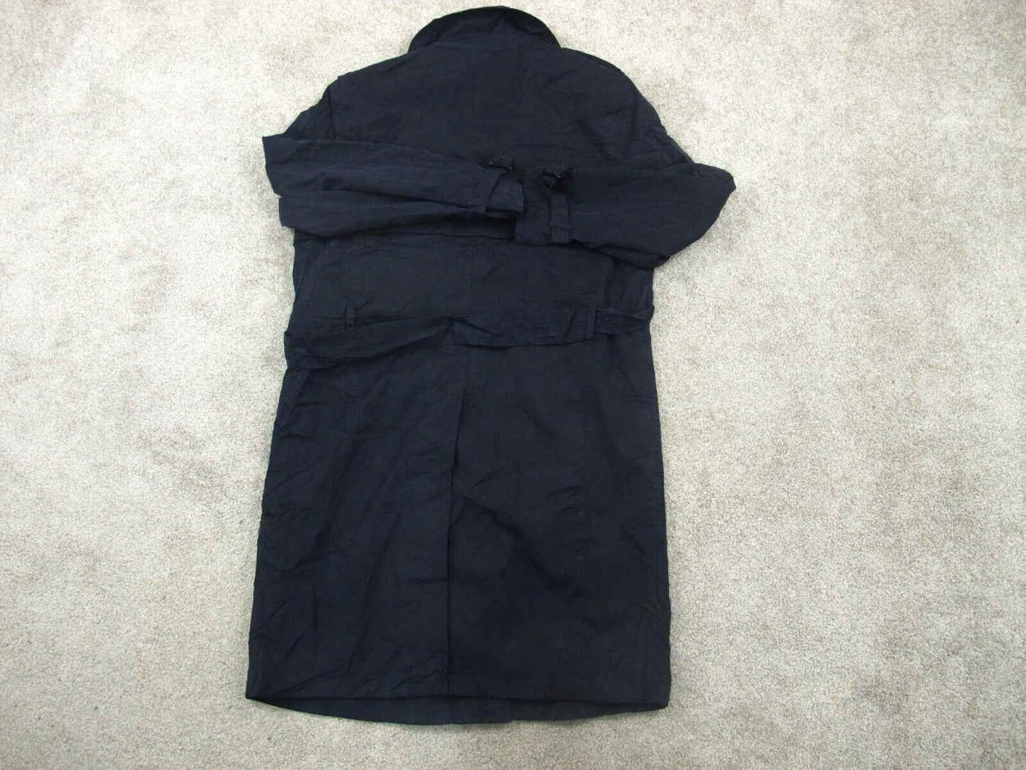 London Fog Womens Long Trench Coat Double Breasted Belt Waist Pockets Black 36S