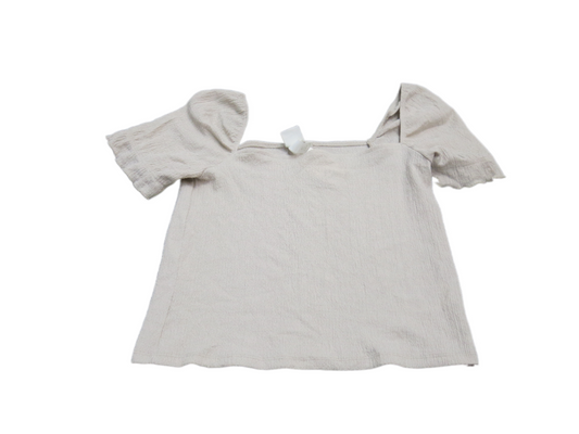 NWT H&M Womens Blouse Top Knitted Off Shoulder Short Sleeve Beige Size Large