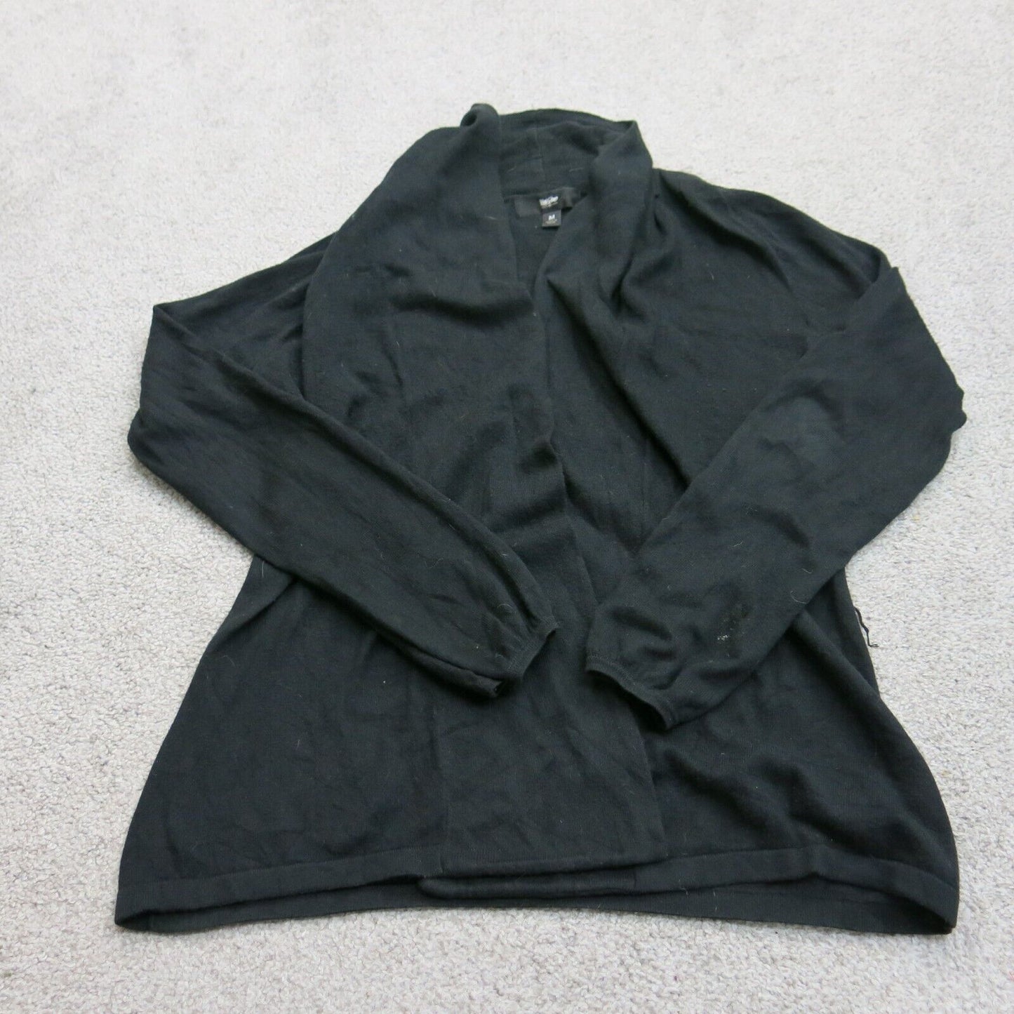 Massimo Womens Cardigan Sweater Long Sleeves Solid Black Size Medium