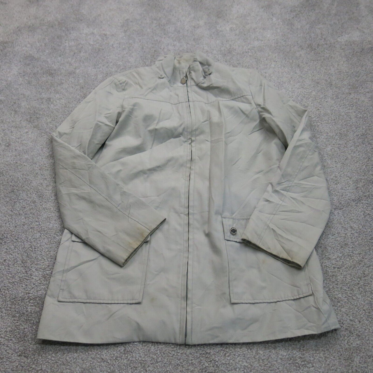 Calvin Klein Womens Full Zip Up Long Coat Long Sleeves Pockets Gray Size Small