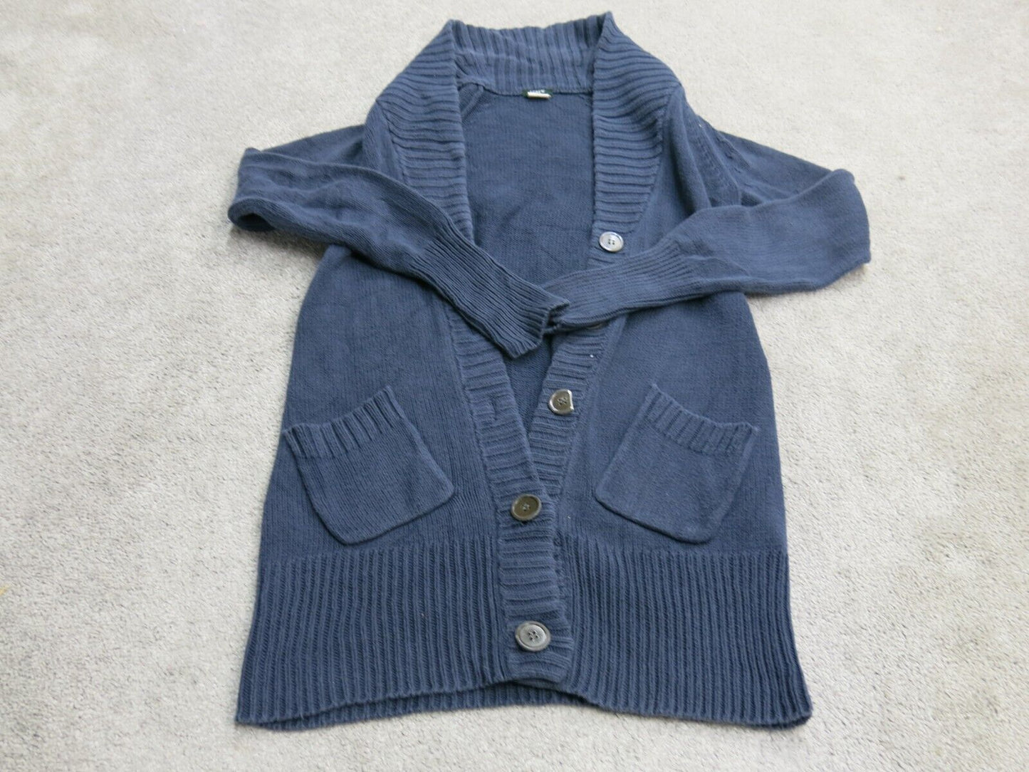 J. Crew Womens Cardigan Sweater Knitted V Neck Long Sleeve 100% Cotton Blue SZ S