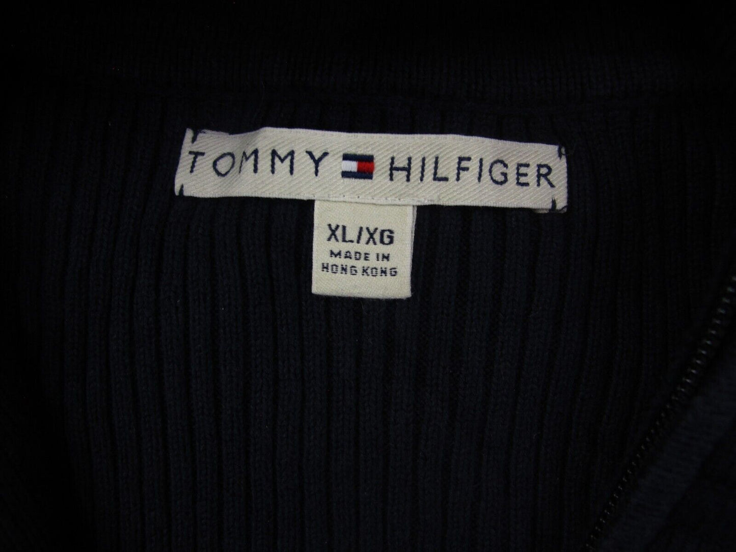 Tommy Hilfiger Women 14 Zip Sweater Knitted Long Sleeve 100% Cotton Blue SZ XL