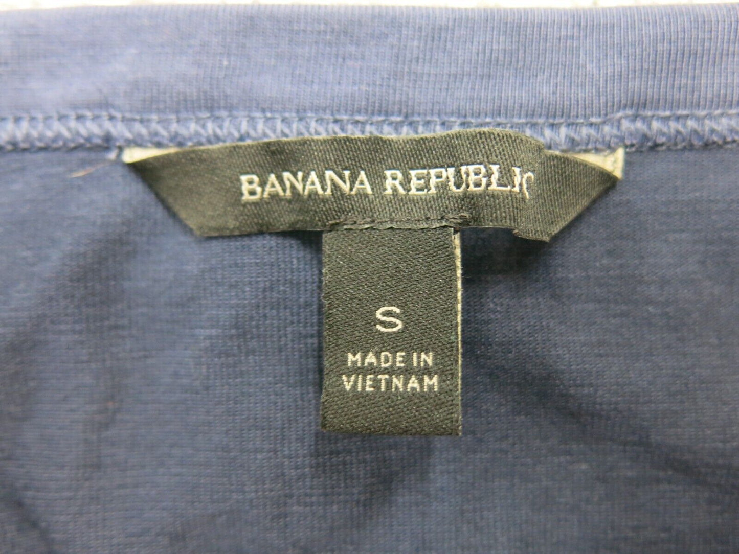 Banana Republic Womens Blouse Top Short Sleeve Round Neck Solid Blue Size Small