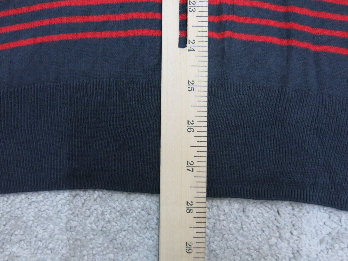 J.Crew Mens Sweater Crew Neck Striped  Pullover Long Sleeves Red Blue Size Large
