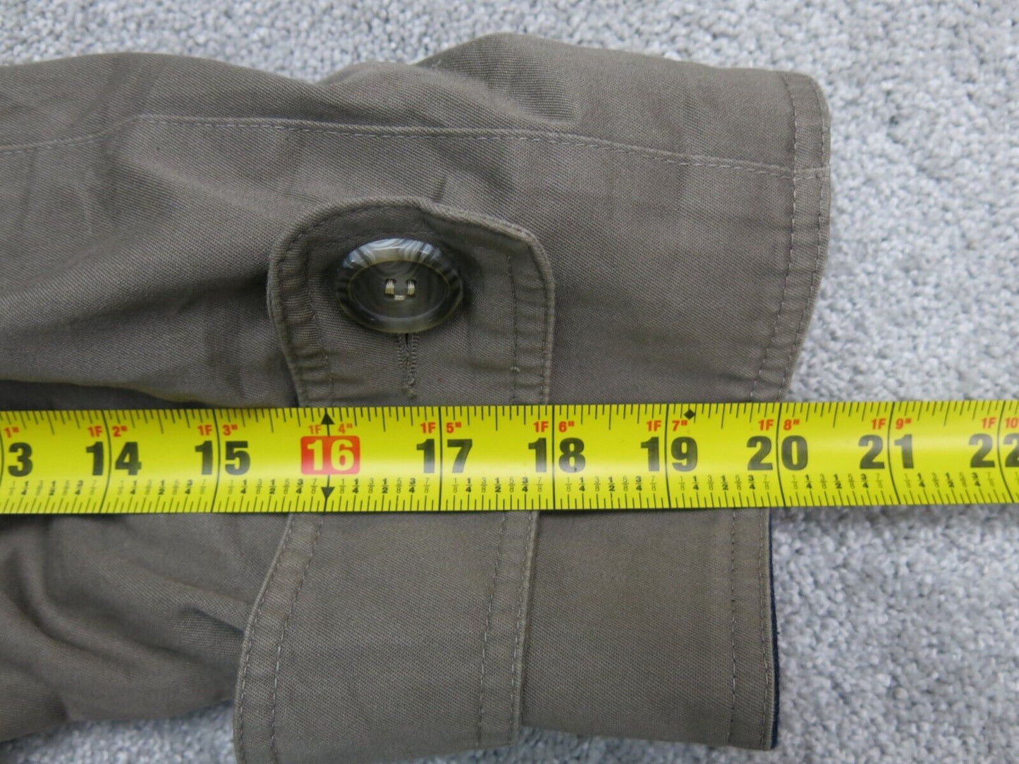 London Fog Mens Long Over Coat Open Front Long Sleeves Beige Size 10 Regular