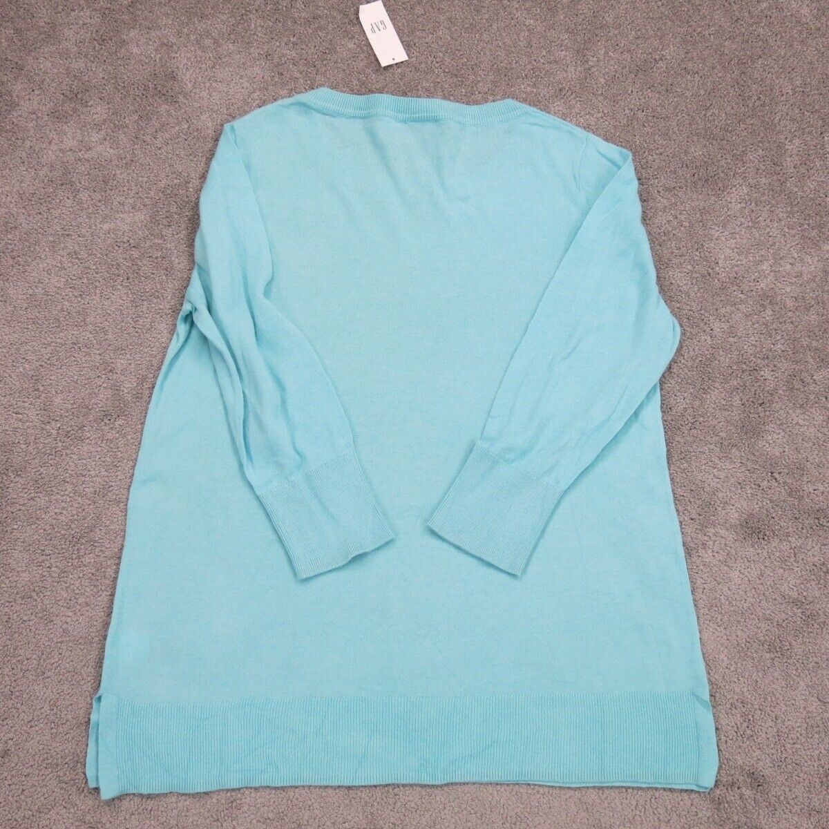 NWT Gap Womens Pullover Knitted Sweater Round Neck Long Sleeve Aqua Blue Size S