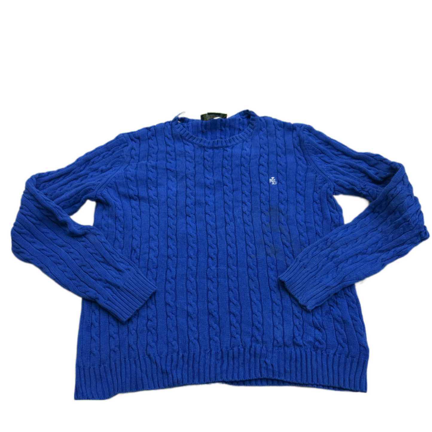 Ralph Lauren Womens Pullover Sweater 100% Cotton Long Sleeve Blue Size Medium