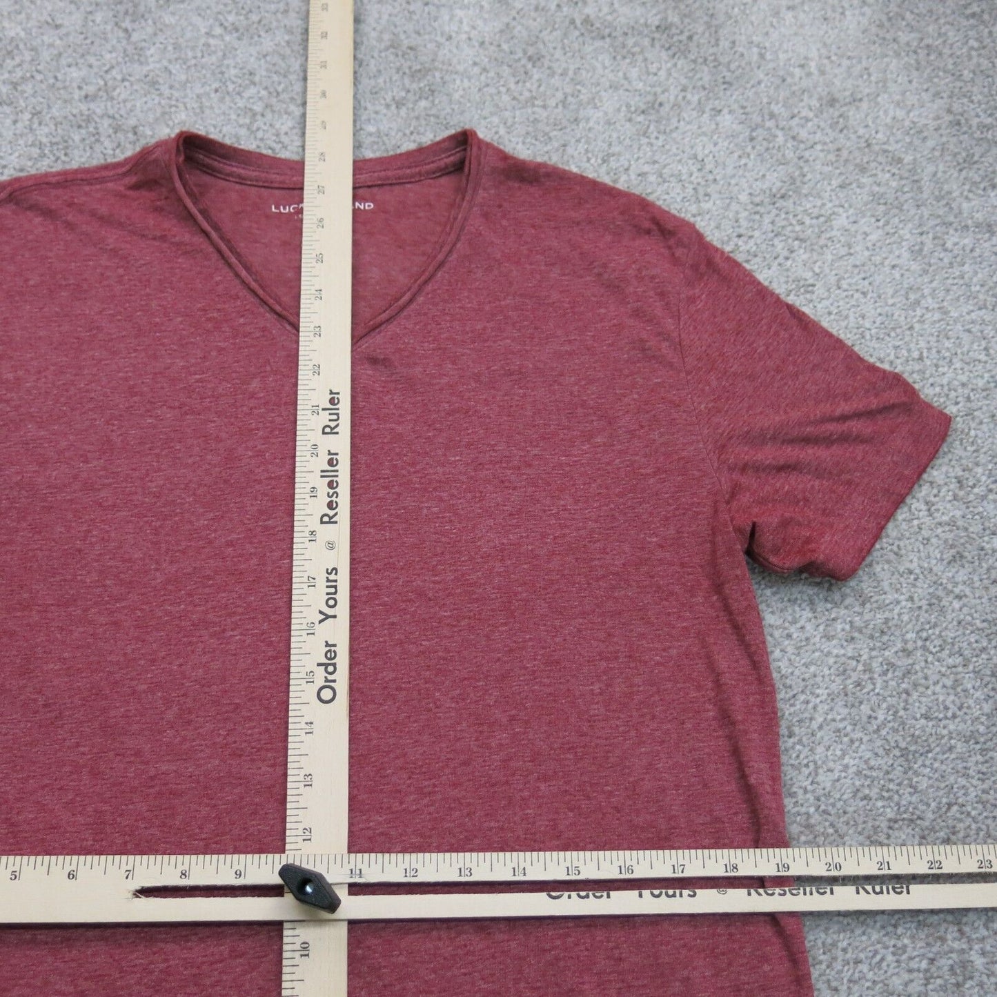 Lucky Brand Mens V Neck T Shirt Short Sleeves Logo Heather Red Size Medium