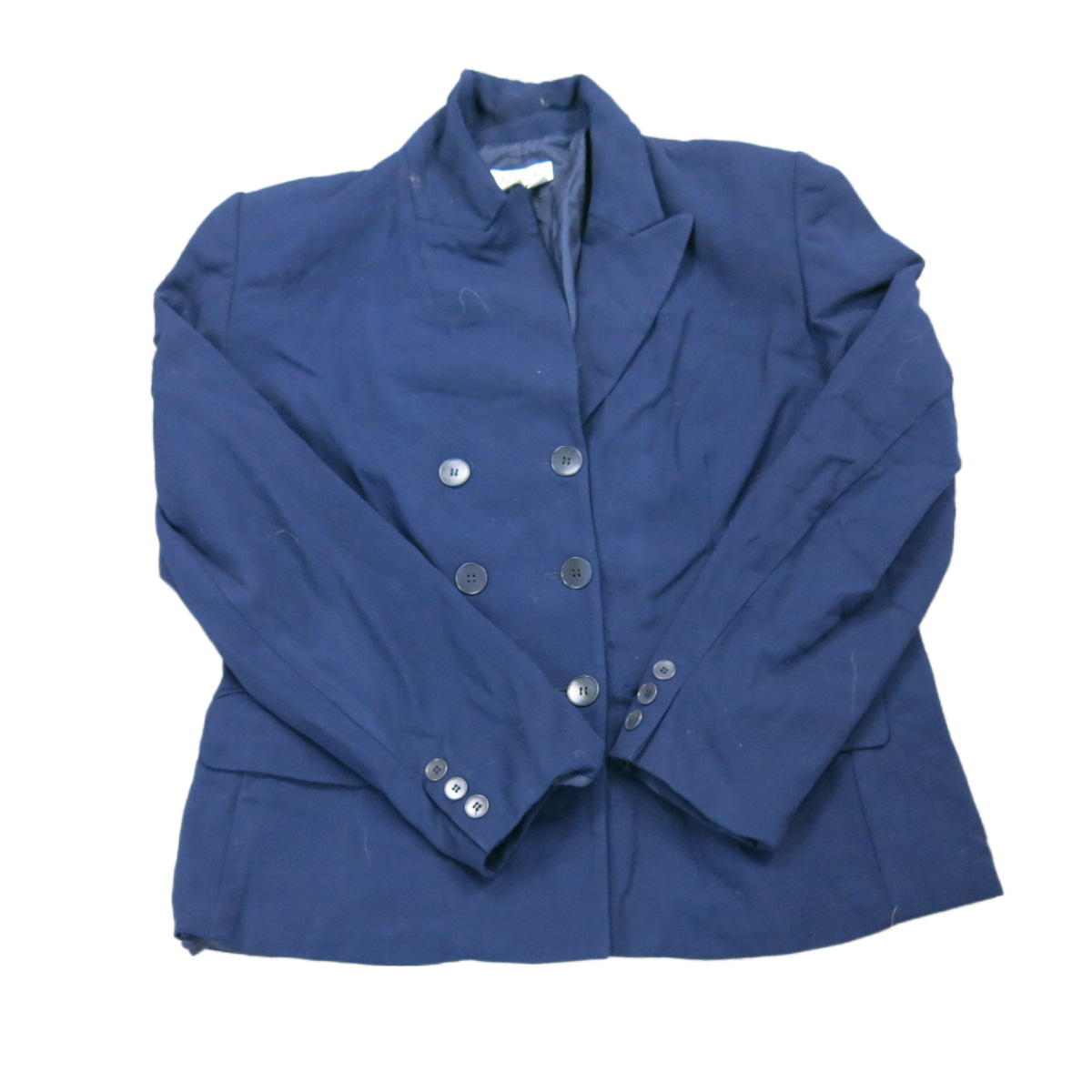 Talbots Womens Blazer Coat Half Sleeves Wool Double Breasted Pocket Blue Size 16