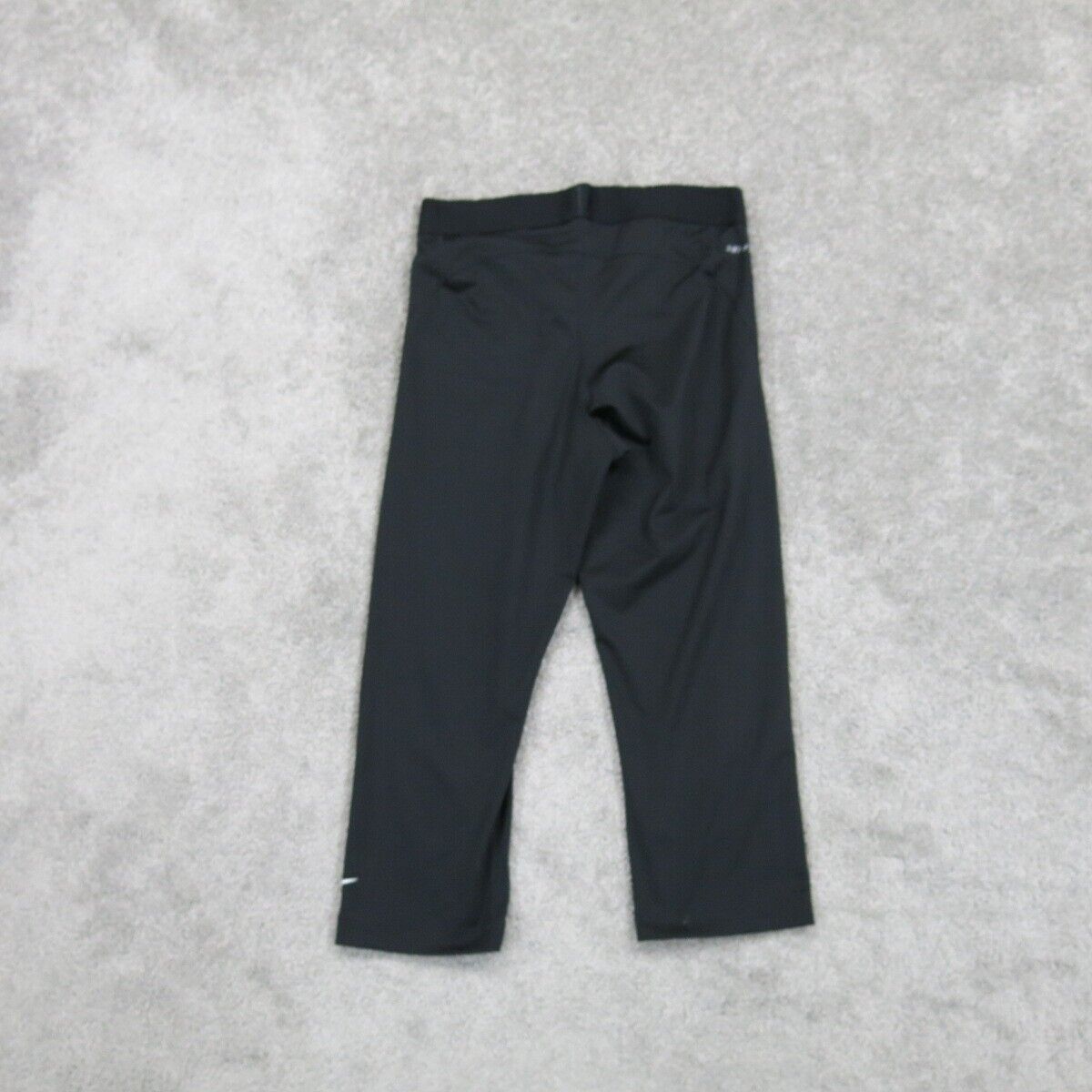 Nike Pro Womens Capri Pants High Elastic Waist Mid Rise Black Size Small