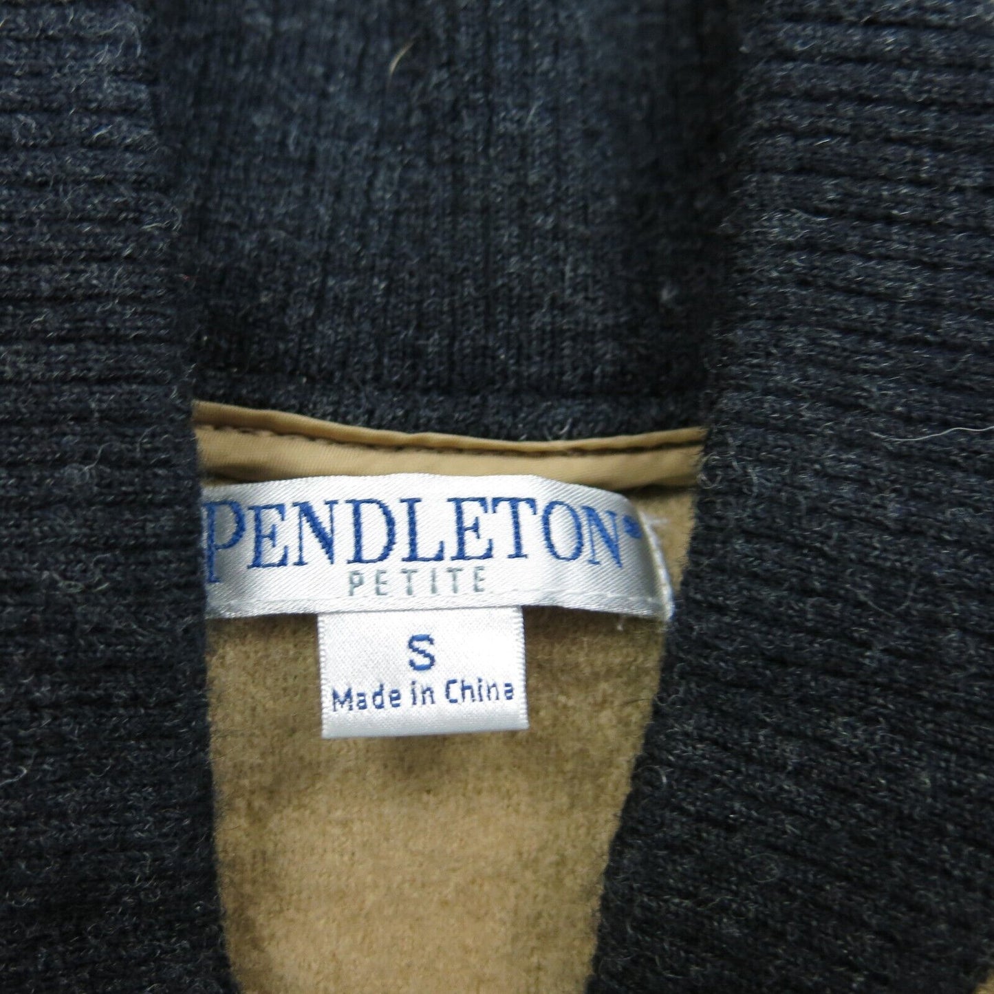 Pendleton Womens Tweed jacket Front Button Long Sleeves Mock Neck Khaki Size S
