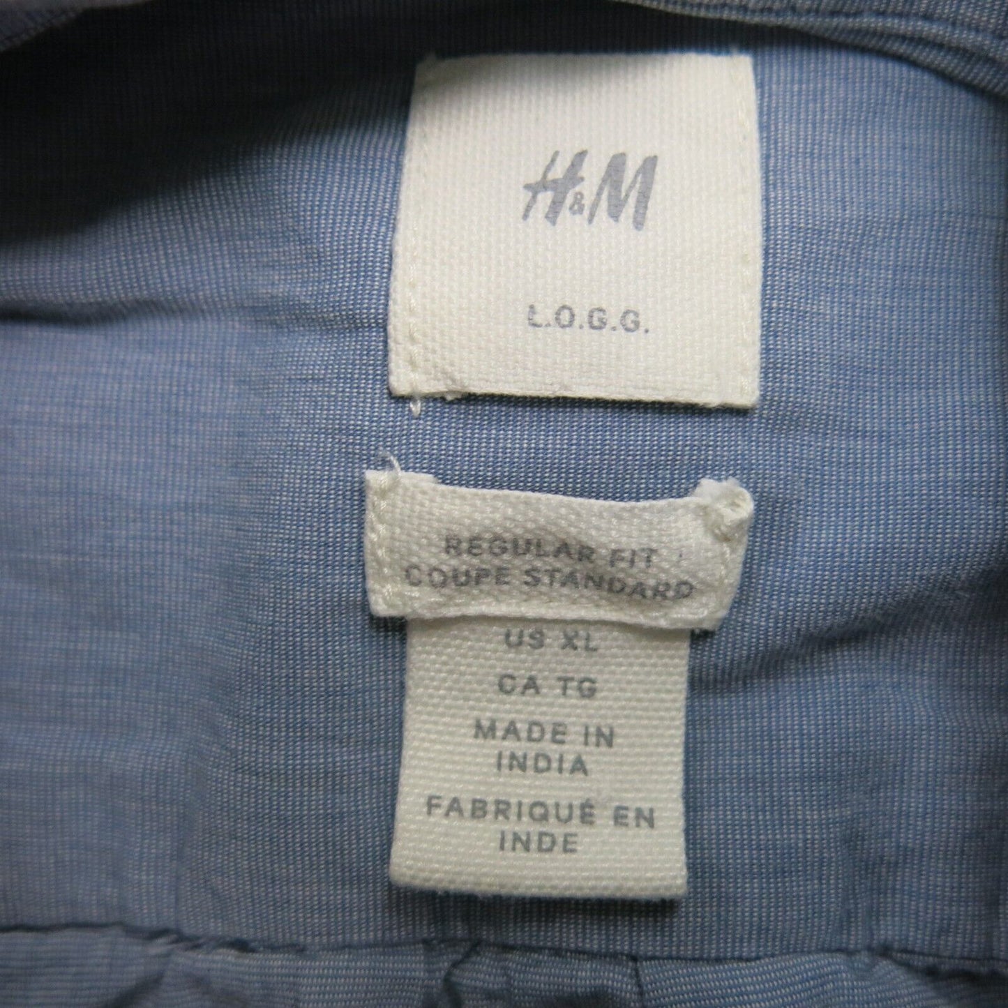 H&M Mens Shirt Button Up Regular Fit Casual Long Sleeves Blue Size X Large