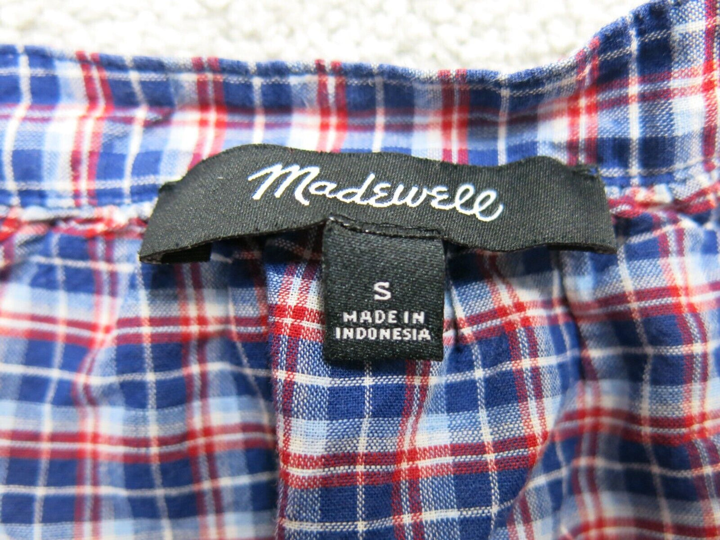 Made Well Womens Blouse Top Tasseled Long Sleeves V Neck Plaid Blue Red SZ Small