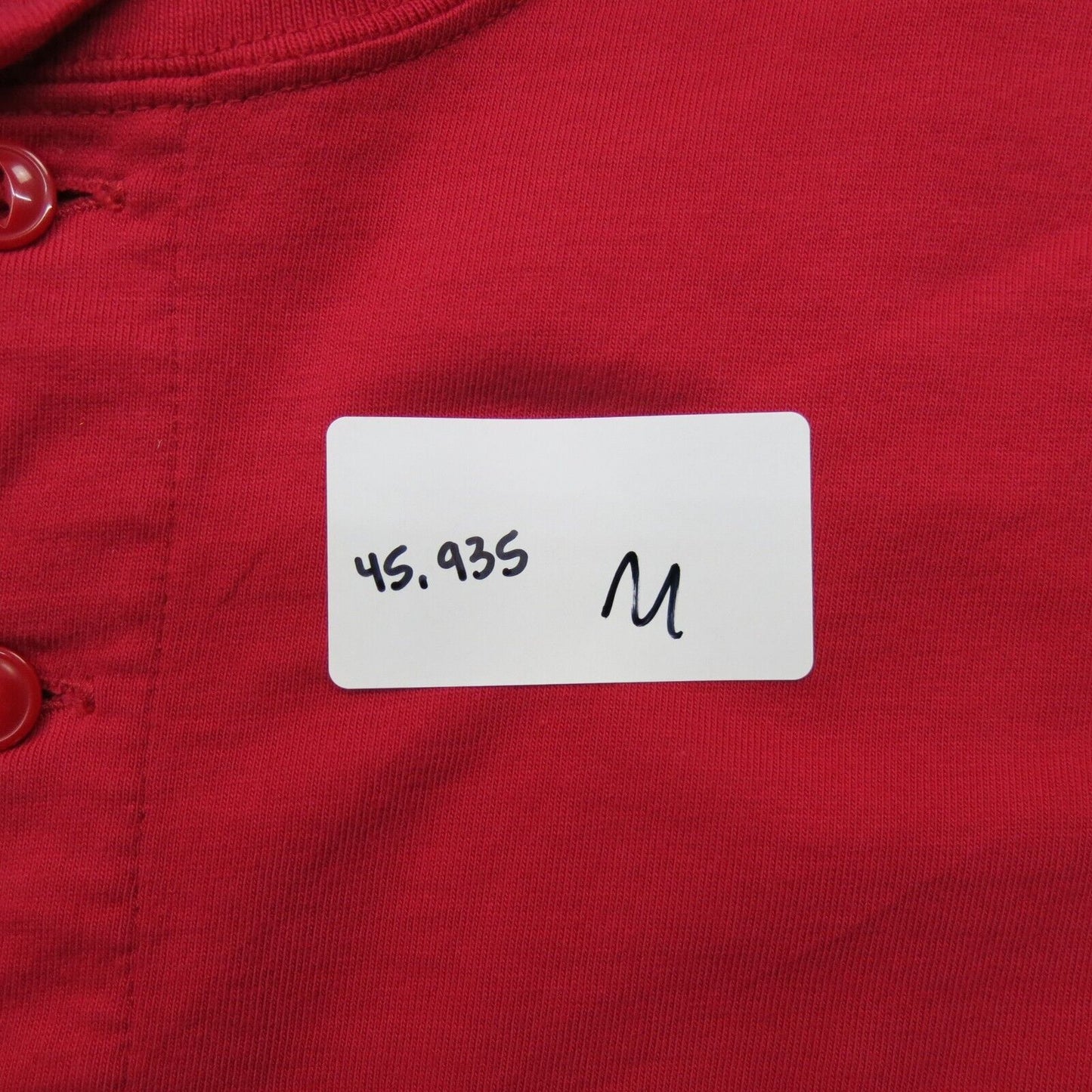 Lands End Mens Henley T Shirt Short Sleeves Solid Red Size Medium