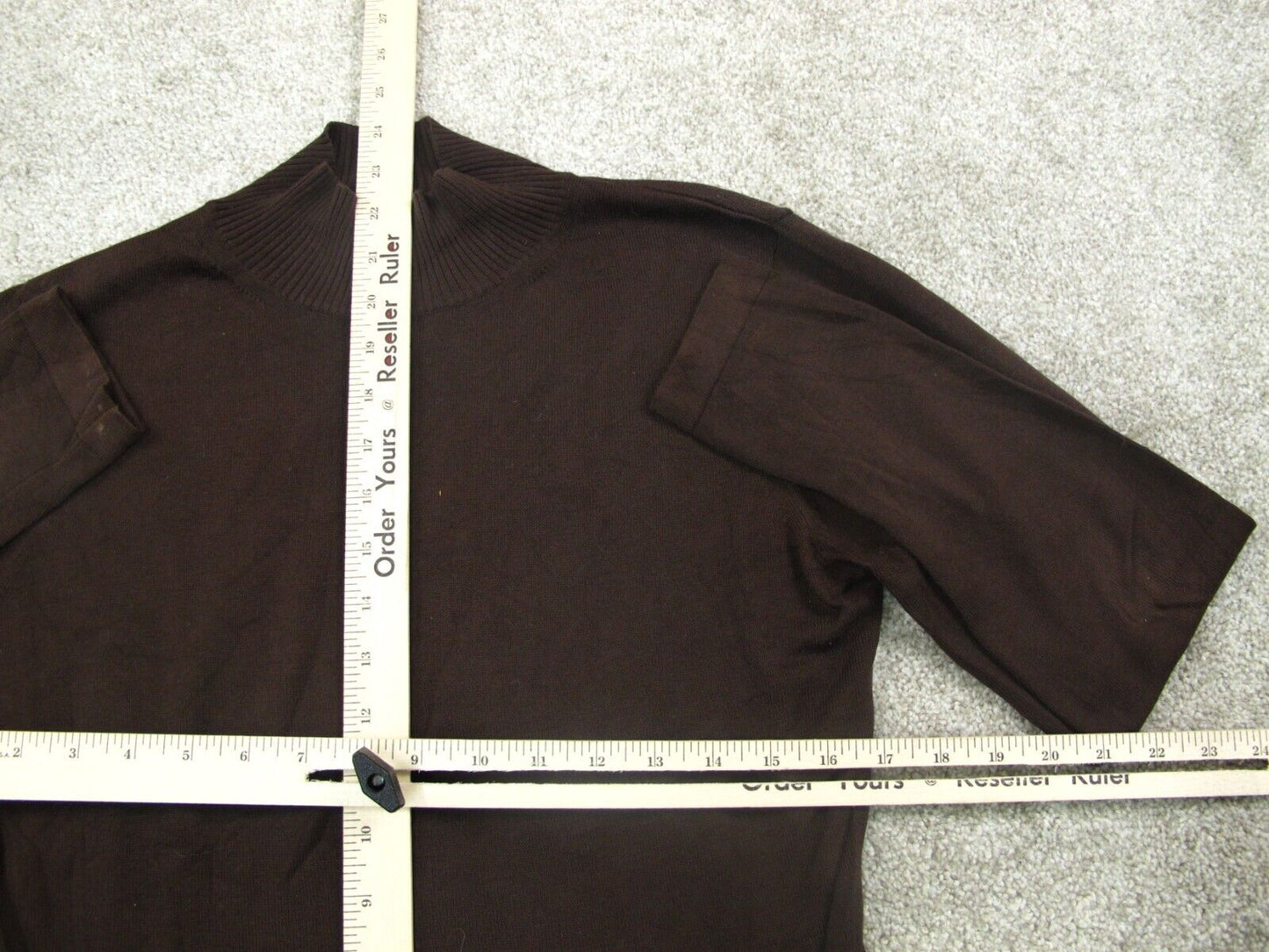 Talbots Women Pullover Sweater Knitted Long Sleeve Mock Neck Dark Brown SZ Small