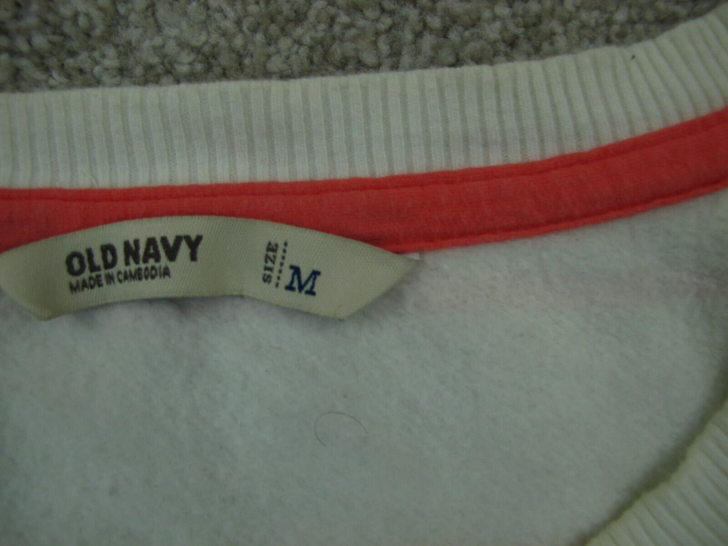 Old Navy Womens Striped Sweater Long Sleeves Kangaroo Pockets White Red Size M