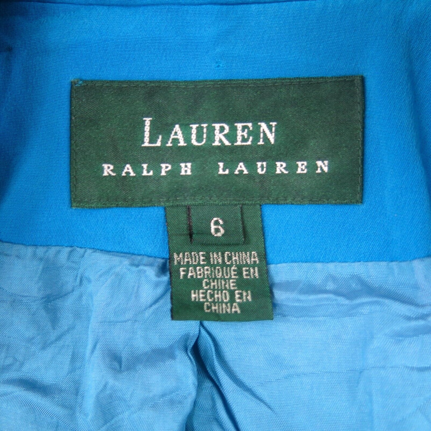 Lauren Ralph Womens Double Breasted Blazer Pea Coat Long Sleeves Blue Size 6