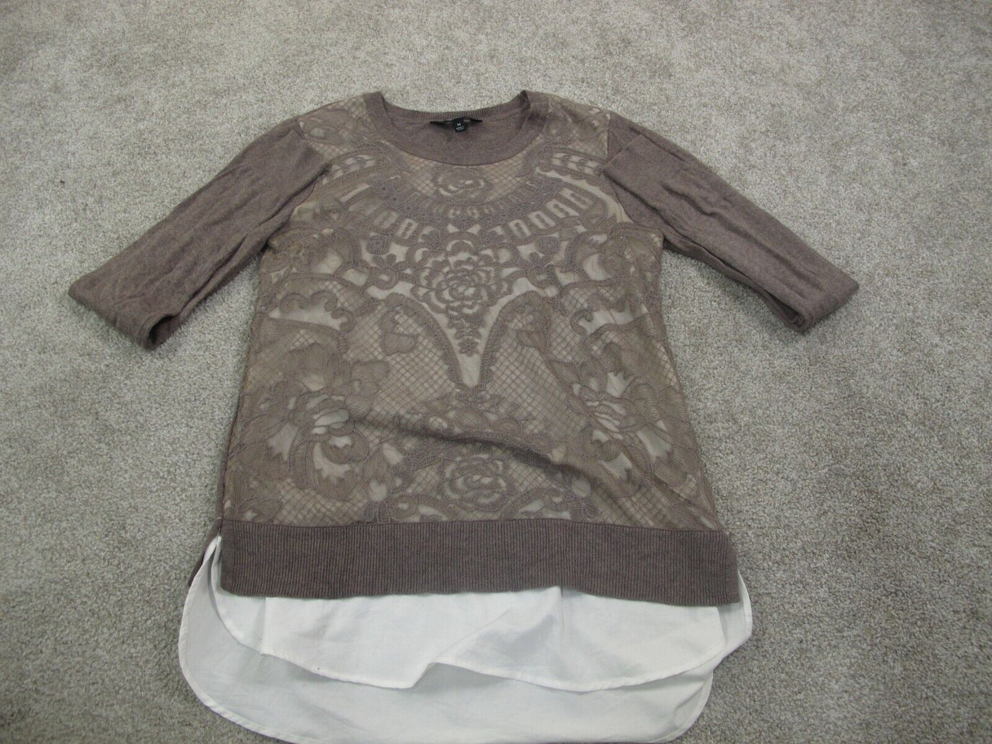 Simply Vera Vera Wang Women Pullover Sweater Shirt Round Neck Brown Size Medium