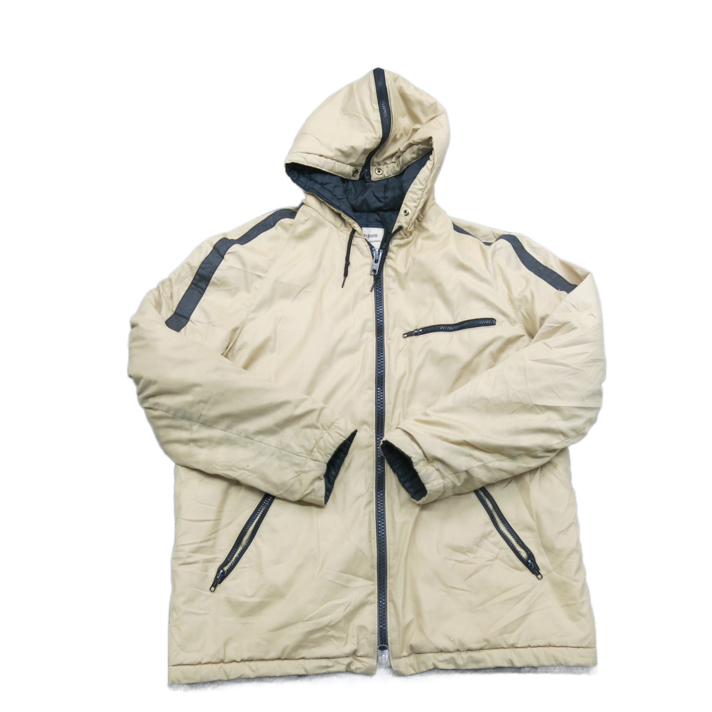 London Fog Mens Helki Hooded Jacket Full Zip Up Long Sleeves Beige Size 42
