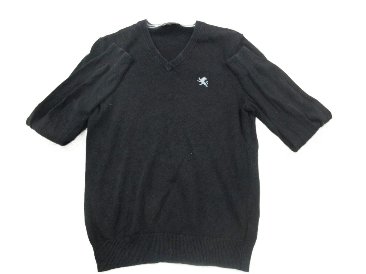 Express Womens Pullover Sweater Knitted Long Sleeves V Neck Logo Black Size XS