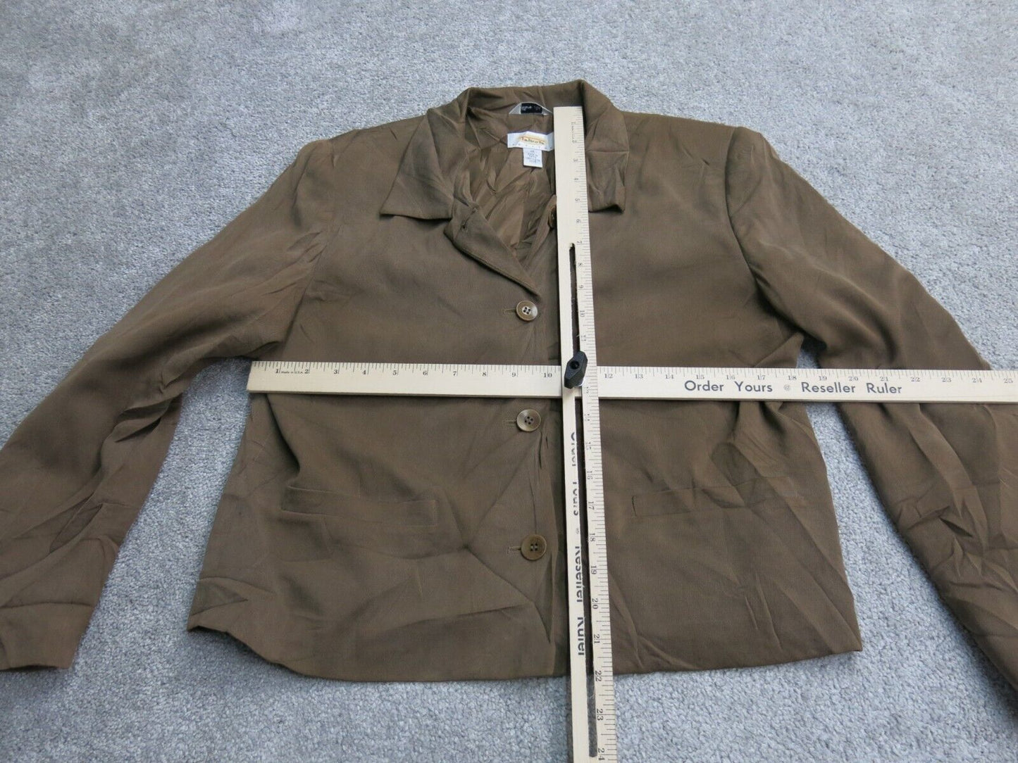 Talbots Womens Blazer Coat Single Breasted Pure Silk Long Sleeves Brown Tan 10
