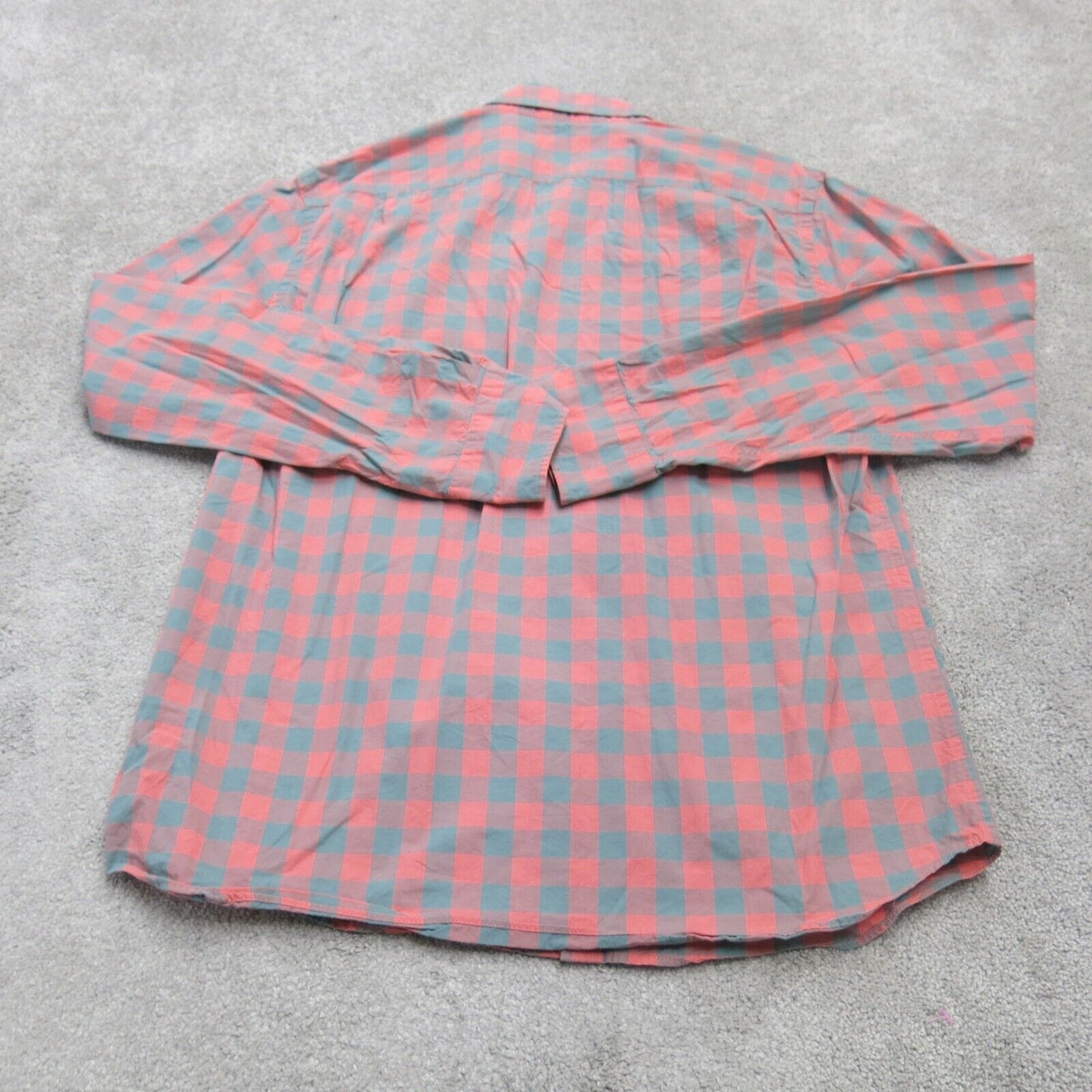 J. Crew Men Button Down Shirt Check Slim Fit Long Sleeves Pink Green Size Large