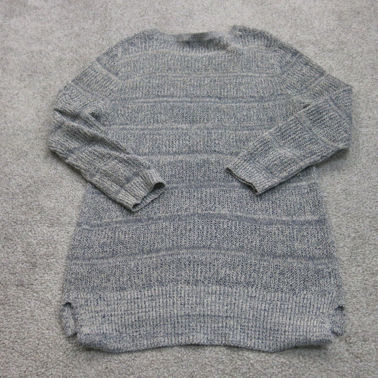 Loft Women Knitted Sweater Long Sleeve Round Neck Hi Low Heather Gray Size Small