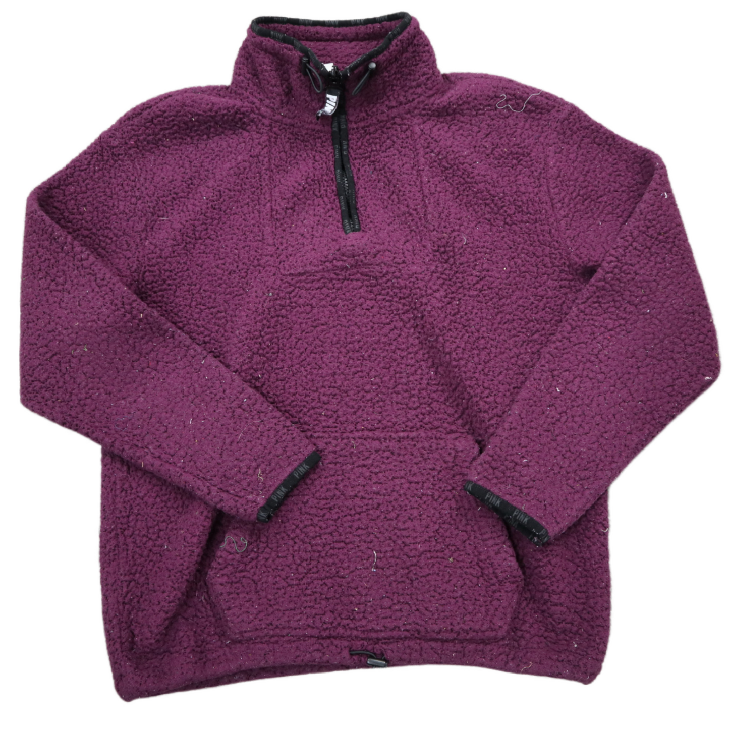 Pink Victorias Secret Womens Sweatshirt 1/4 Zip Long Sleeve Pocket Red SZ Small
