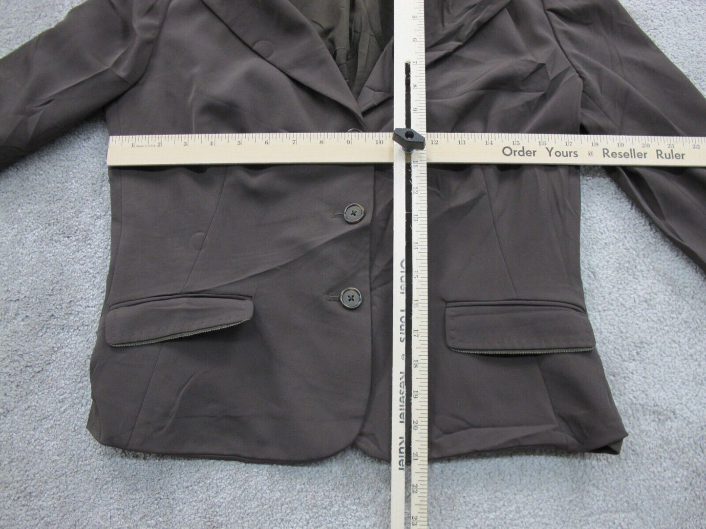 Tahari Womens Blazer Coat Single Breasted Long Sleeve Pockets Light Brown Size 8