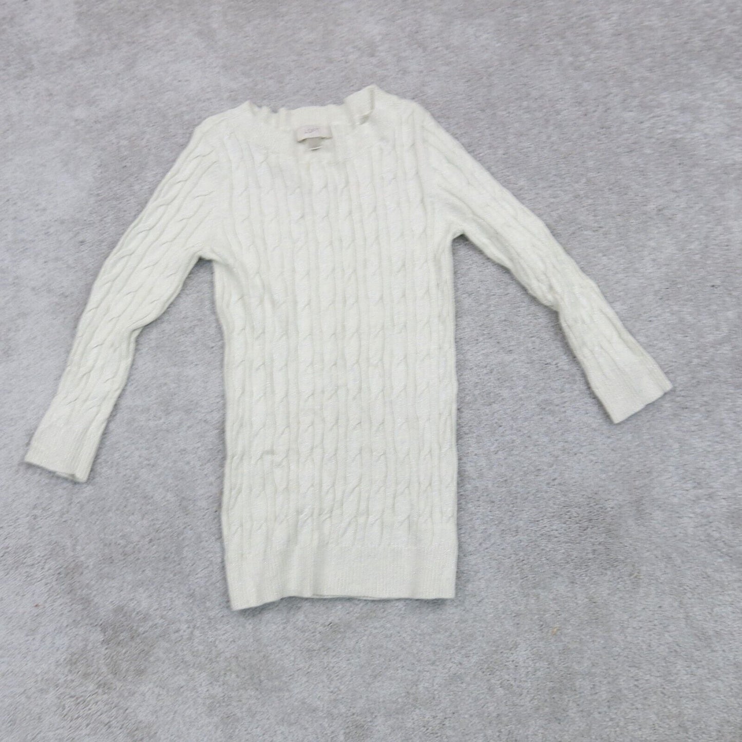 ANN Taylor Loft Womens Pullover Sweater Crew Neck Long Sleeves Ivory Size Medium