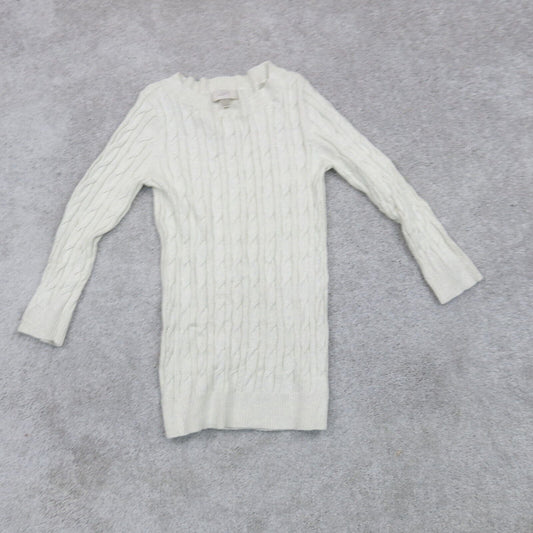 ANN Taylor Loft Womens Pullover Sweater Crew Neck Long Sleeves Ivory Size Medium