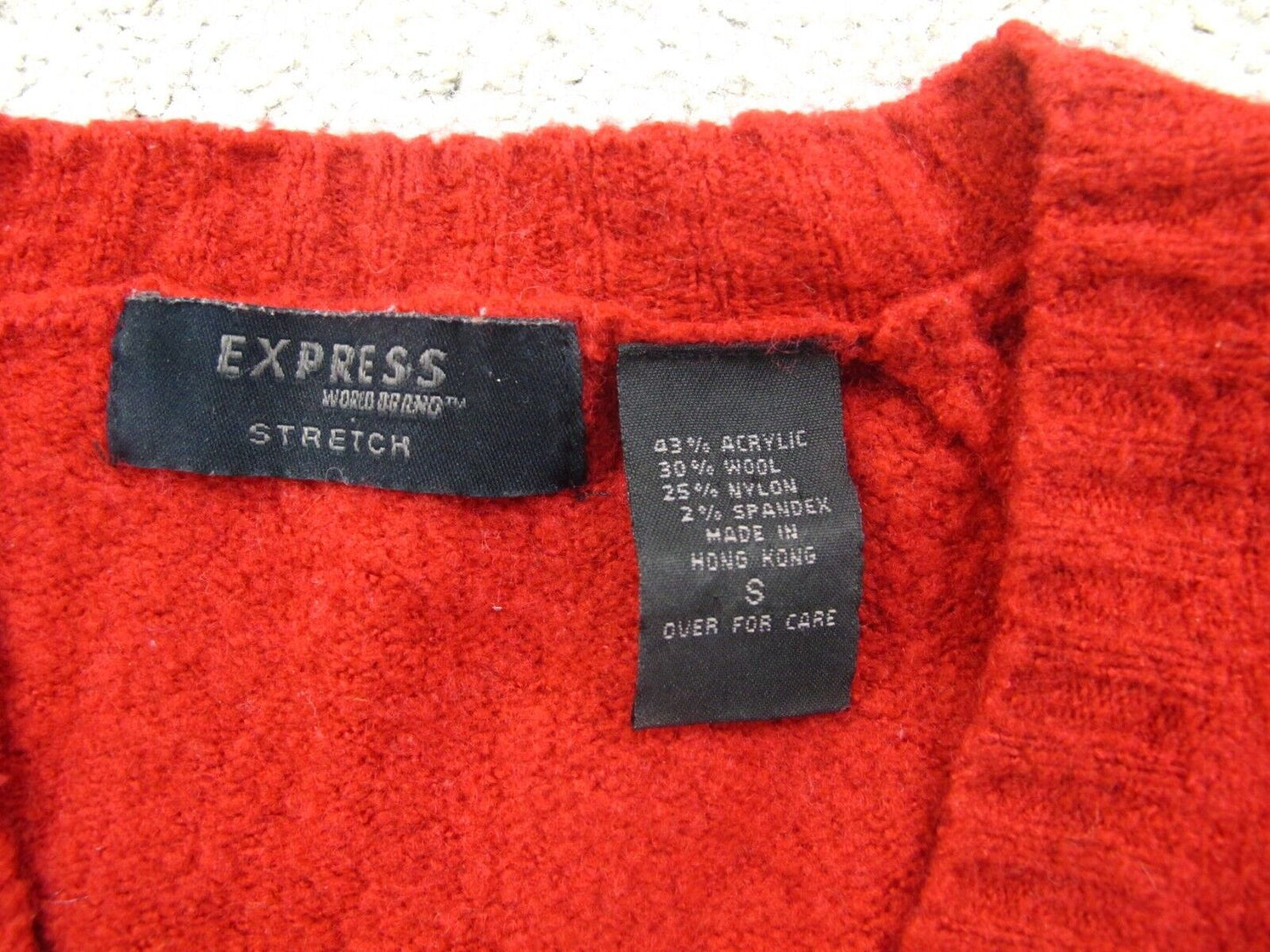 Express Womens Pullover Knitted Sweater Long Sleeves V Neck Red Size Small
