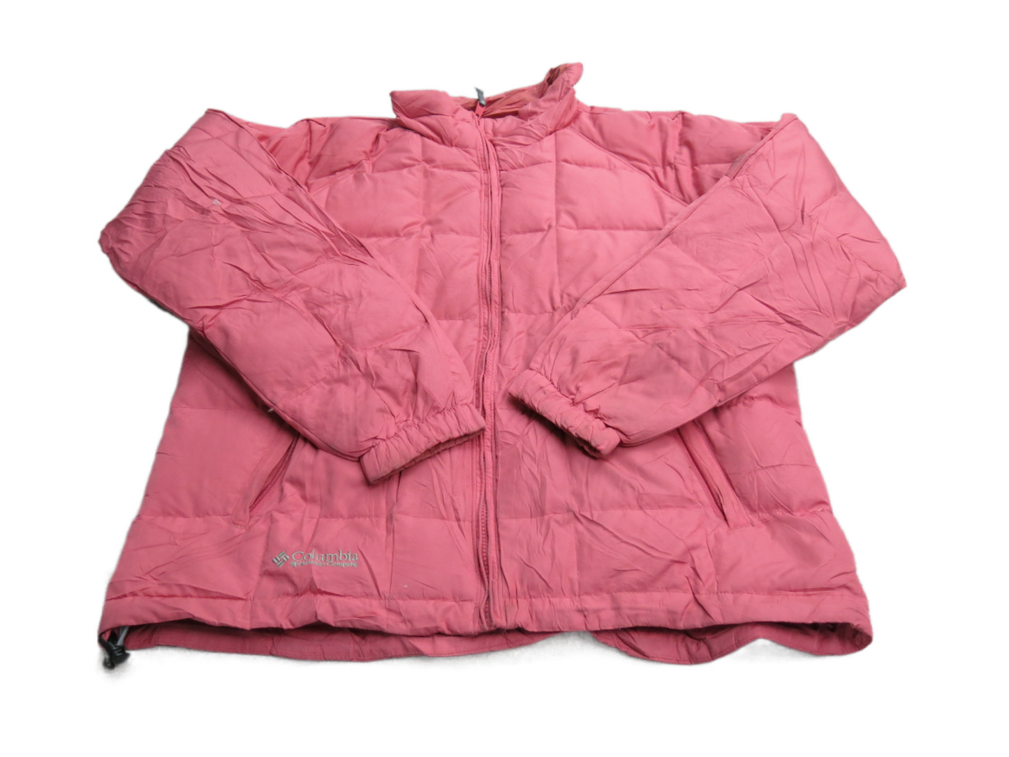 Columbia Womens Puffer Coat Full Zip Up Long Sleeves Mock Neck Pink Size X Large