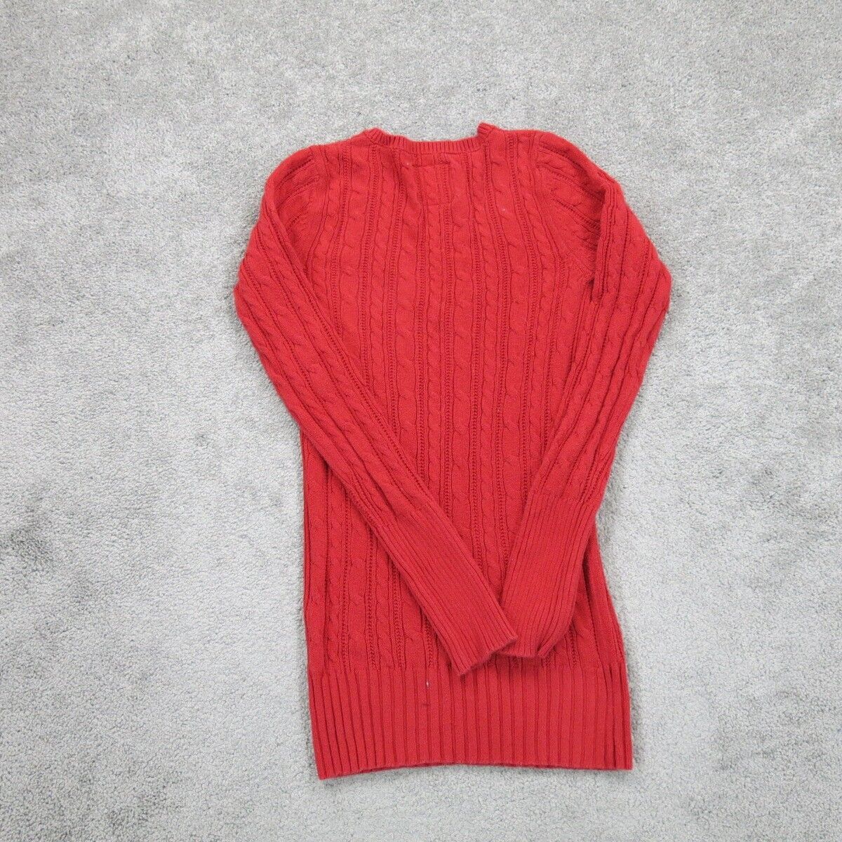 American Eagle Womens Pullover Sweater Knitted Long Sleeves V Neck Red Size S/P
