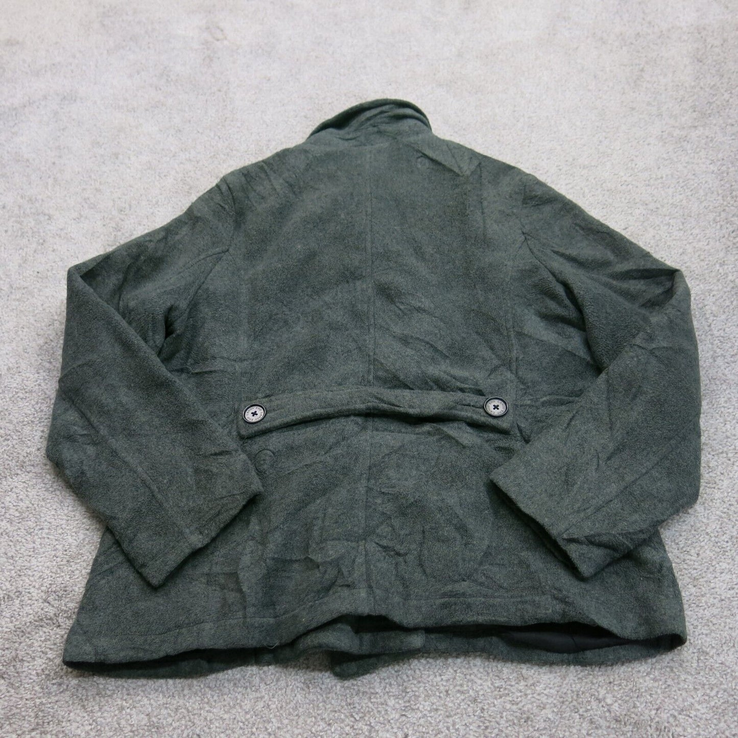 Lands End Womens Pea Coat Double Breasted Long Sleeve Clay Green Size L 14-16