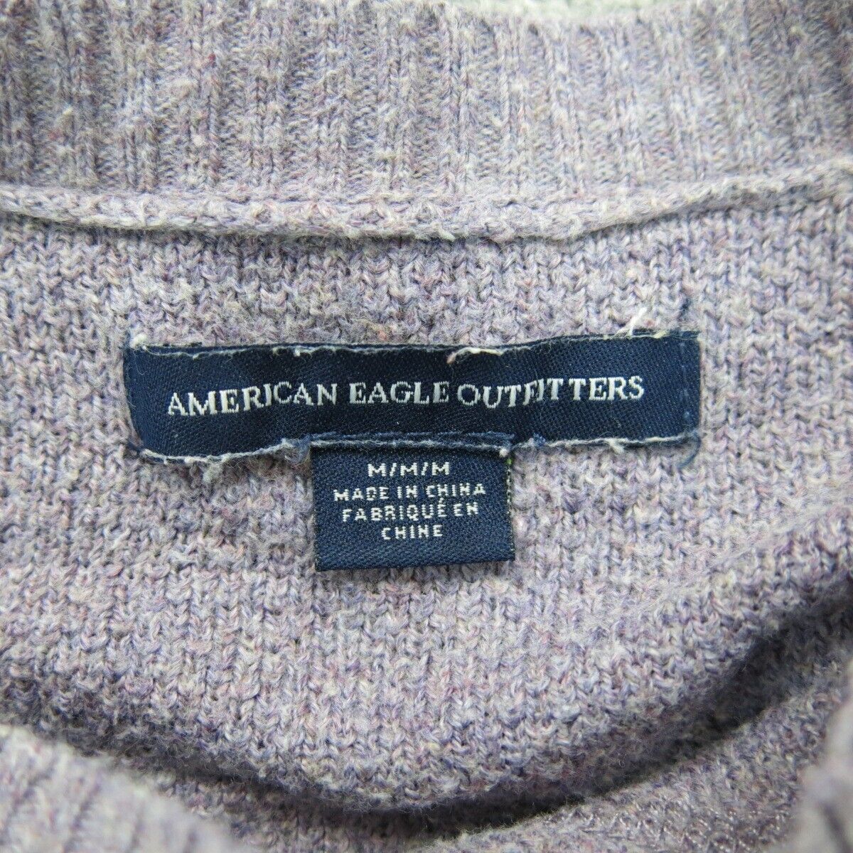 American Eagle Womens Pullover Sweater Round Neck Long Sleeve Light Purple SZ M
