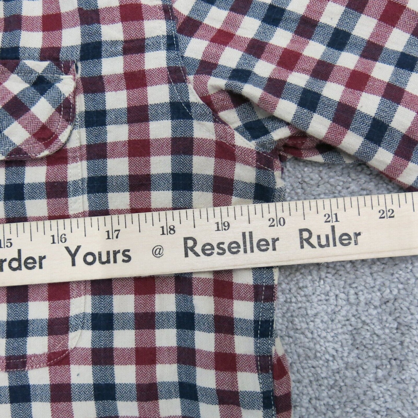 H&M Mens  Shirt Button Up Check Plaid Long Sleeves Collar Red Size Medium