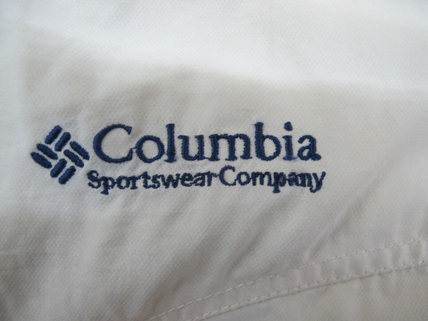 Columbia Women Windbreaker Hooded Jacket Full Zip Up Long Sleeve Ivory Blue SZ L