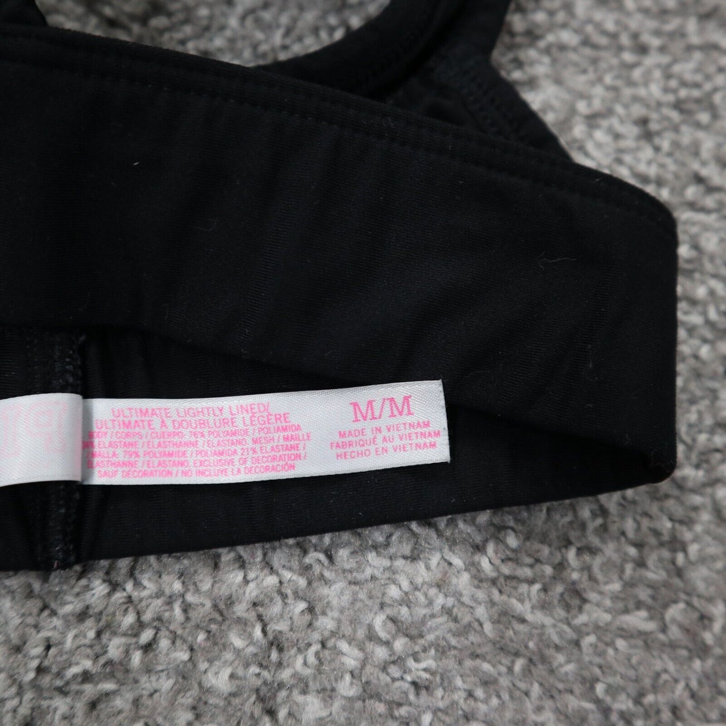 Pink Victoria's Secret Womens Activewear Sports Bra Racerback Black Size Medium