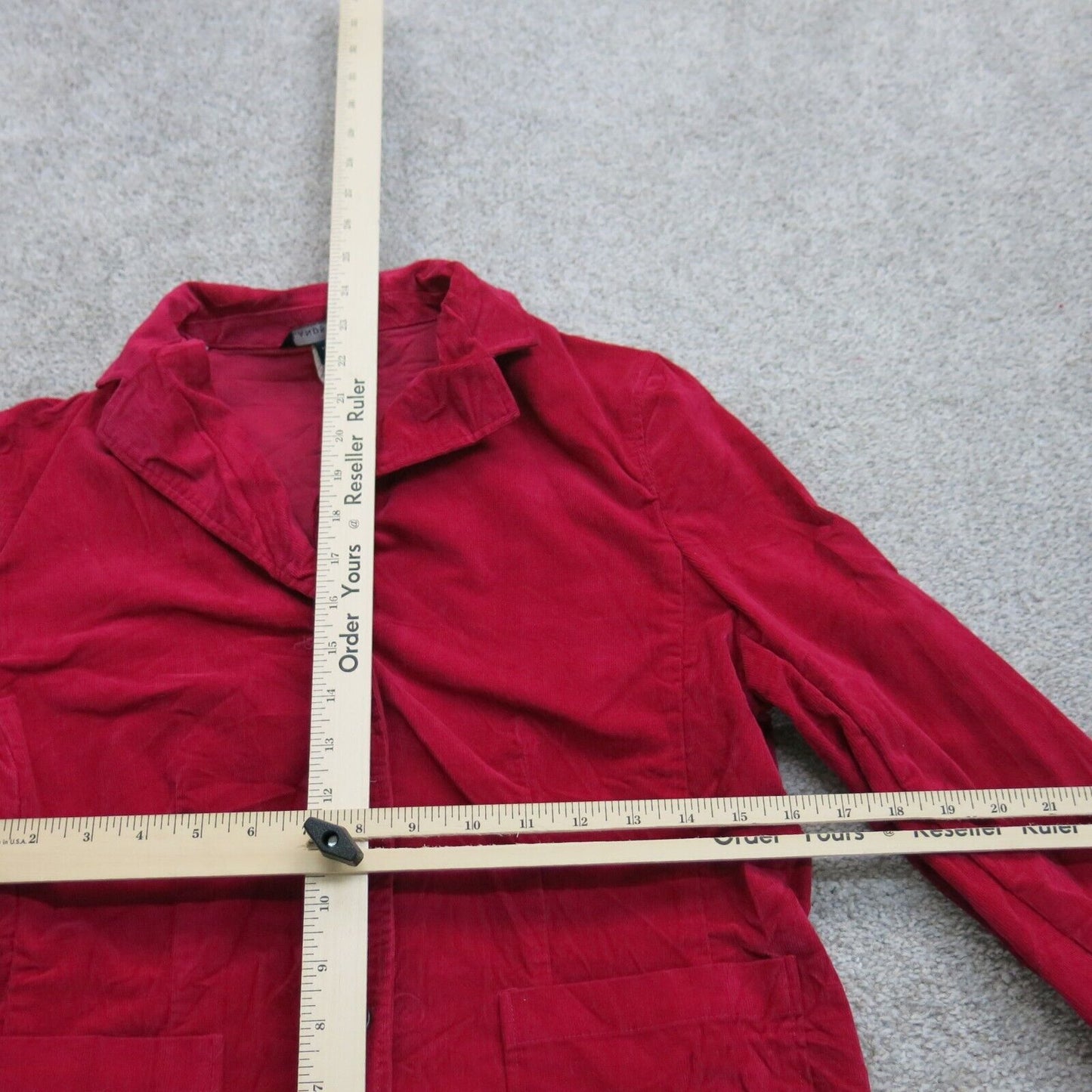 Lands End Womens Blazer Coat Single Breasted Pockets Solid Red Size 8