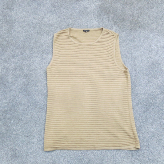 Talbots Womens Tank Tee Knitted Sleeveless Round Neck Light Tan Size Large