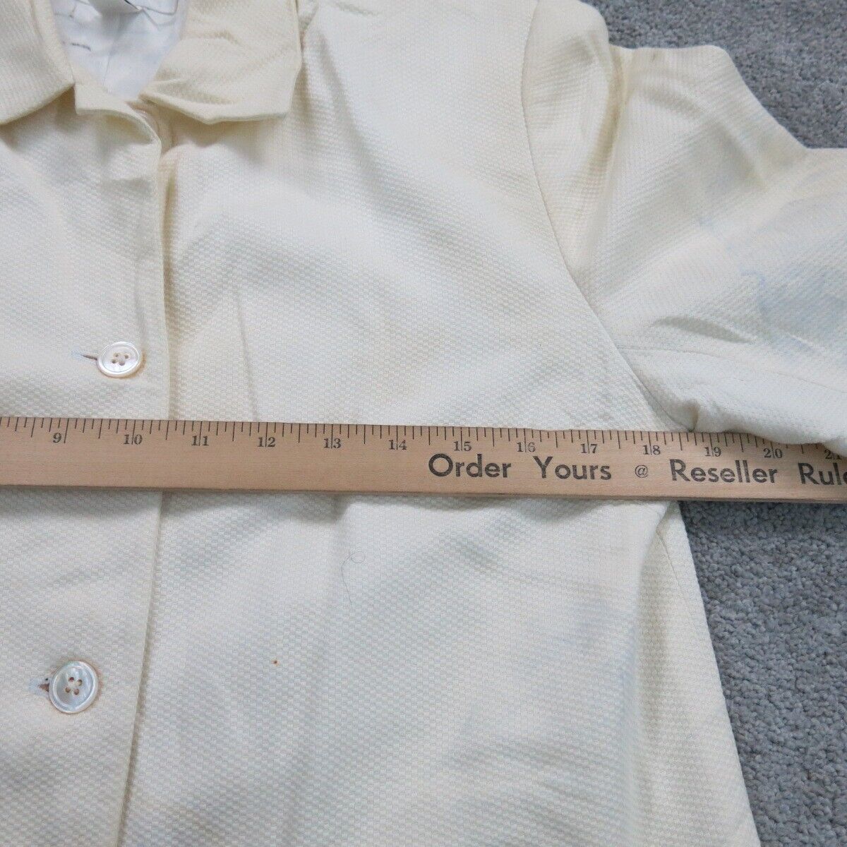 Talbots Womens Button Up Shirt Jacket Long Sleeves Front Pockets Ivory Size 10