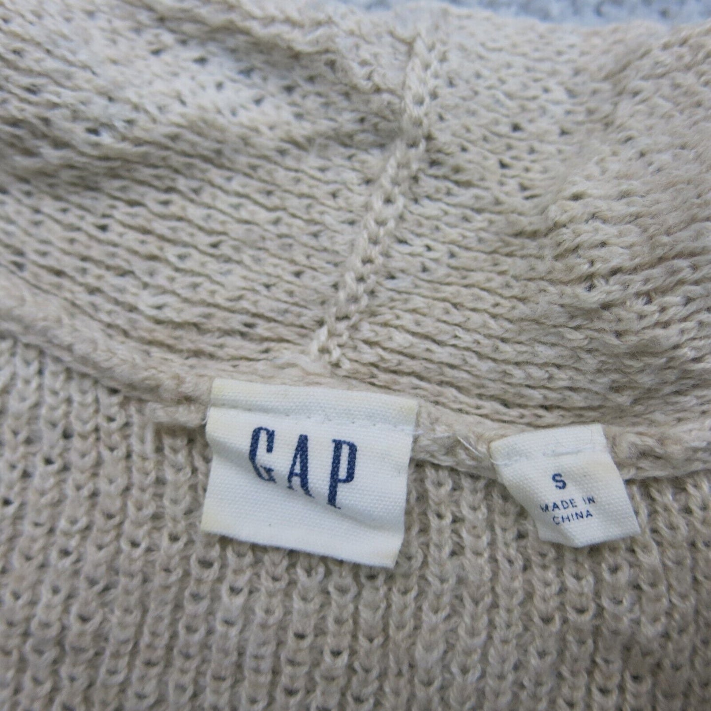 Gap Womens Cardigan Sweater Knitted Open Front Long Sleeve V Neck Beige Size S