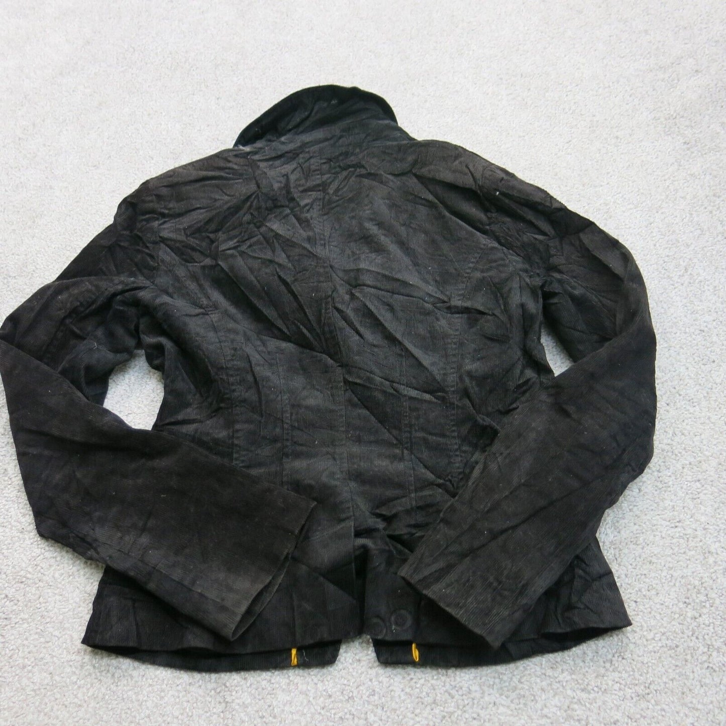 H&M Womens Corduroy Blazer Coat Single Breasted Long Sleeve Pockets Black Size 8