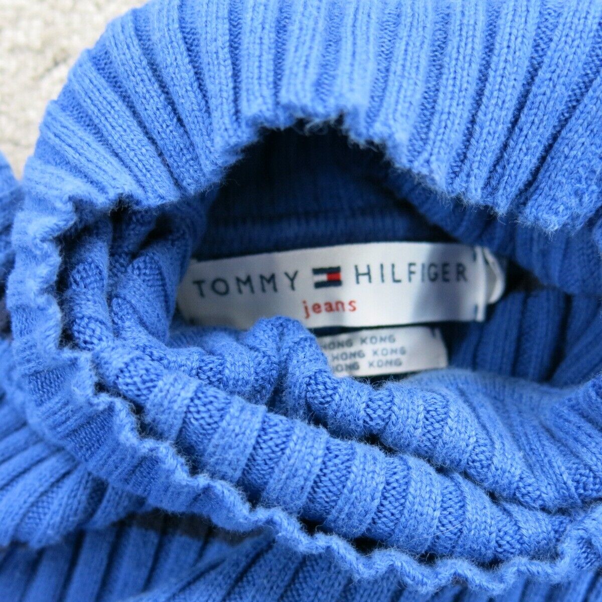 Tommy Hilfiger Womens Striped Sweater Knitted Turtlenecks Long Sleeves Blue SZ S