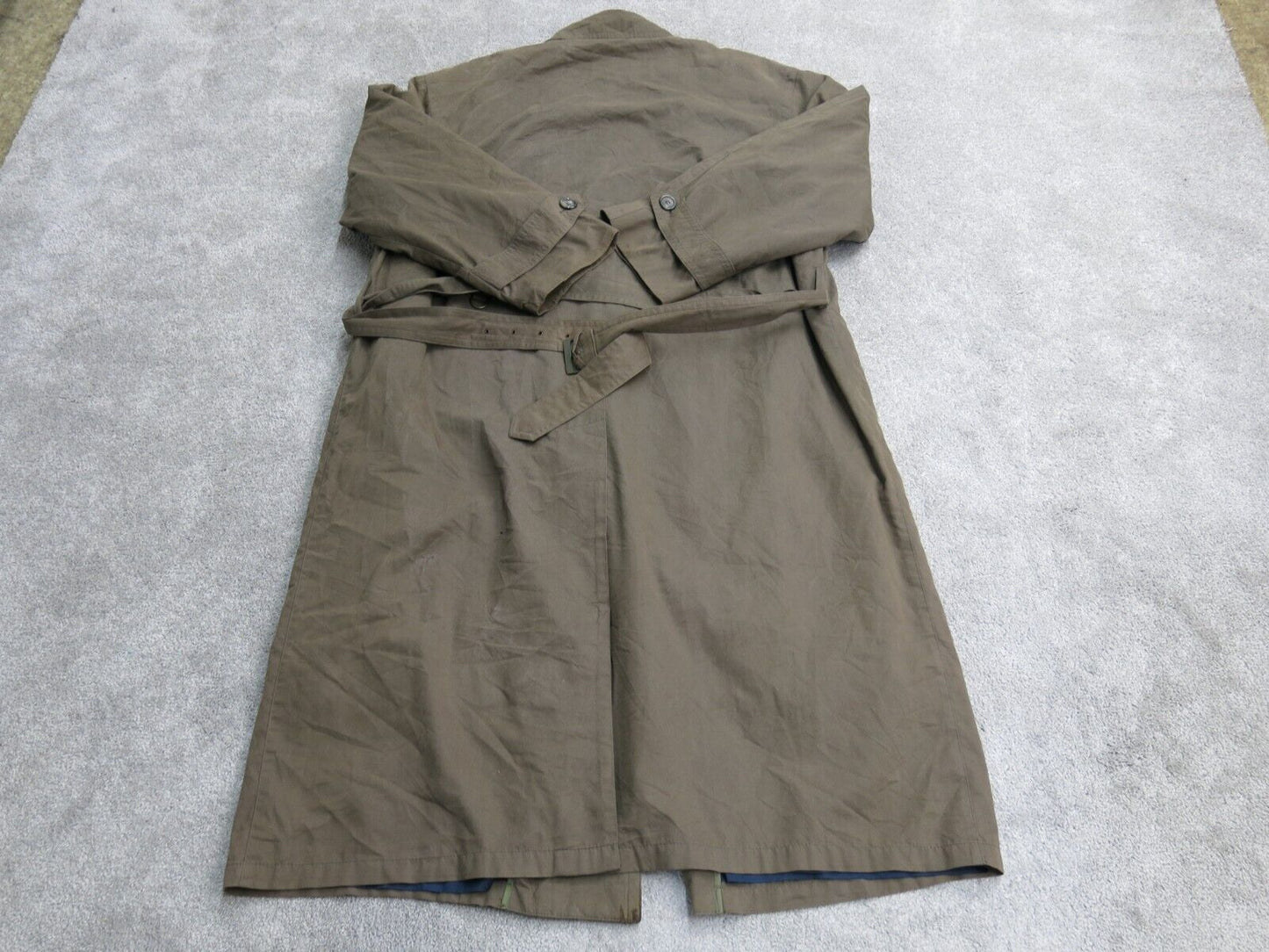 London Fog Mens Trench Coat Long Sleeves Tie Waist Pockets Brown Size 44 Long