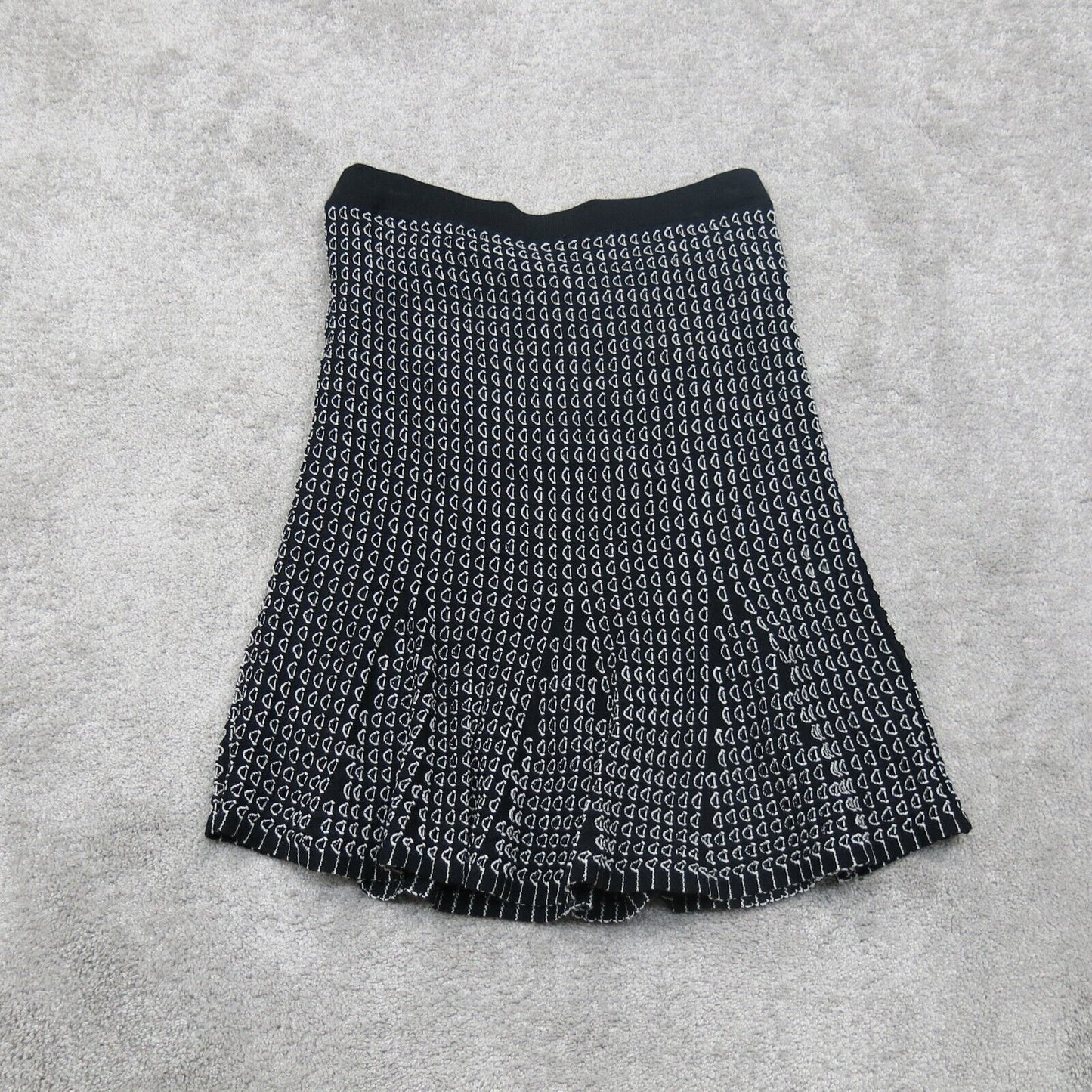 Ann Taylor Womens Skirt 23197329 Accent Details Stretch Waist Black White Medium