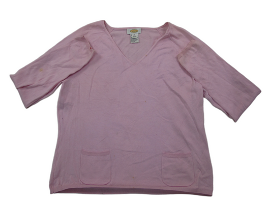 Talbots Womens Pullover Knitted Sweater Long Sleeves V Neck Pink Size Large