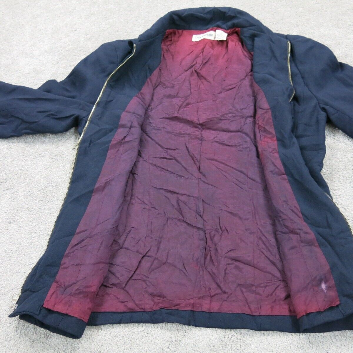 Ann Taylor Womens Blouson Jacket Full Zip Up Chest Pockets Blue Size 2