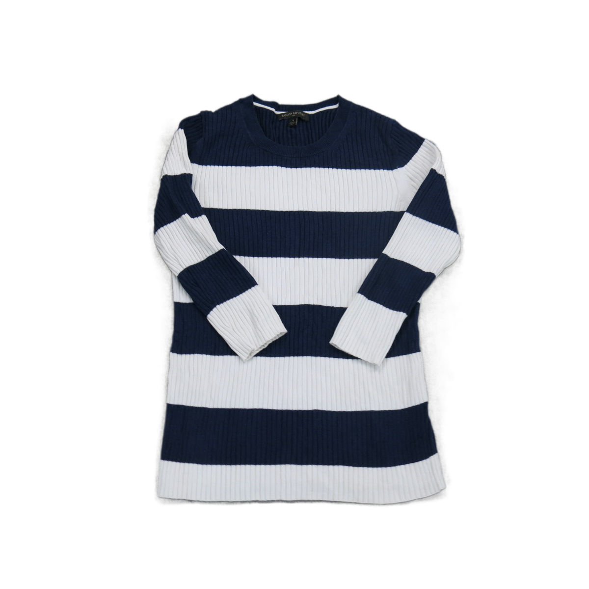 Banana Republic Womens Sweater Knitted Round Neck Long Sleeve Blue White Size S